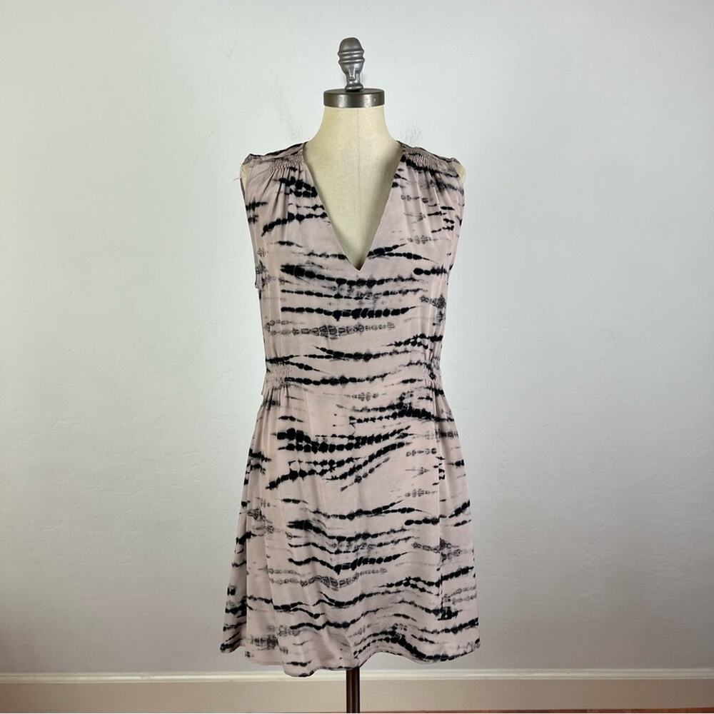All Saints Pink Black Sheath V-Neck Mini Dress - Picture 2 of 8